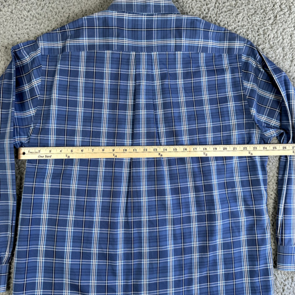Brooks Brothers Madison Shirt Mens Large Blue Plaid Button Up Logo Preppy‎ - Picture 8 of 11